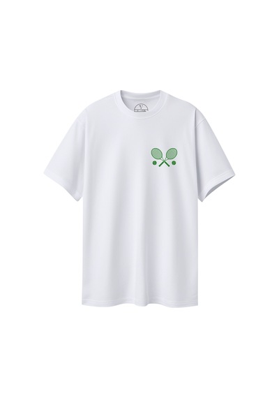 Velvoria Unisex Oversize Relaxed Tennis Baskılı Beyaz Renk T-shirt