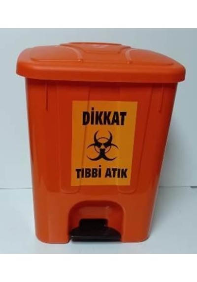 Tıbbi Atık Kovası 25 Lt Köşeli Pedallı