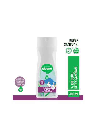 Siveno %100 Doğal Kepeğe Karşı Etkili Şampuan Günlük Bakım Yağlı Saçlar Çay Ağacı Keklik Üzümü Vegan 300 ML