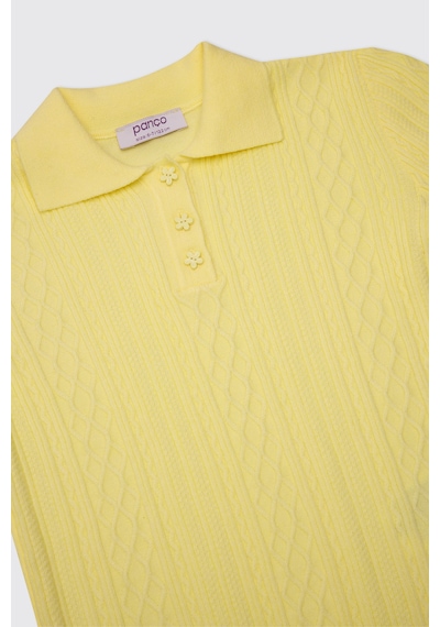 Panço Kız Çocuk Polo Yaka Sarı Triko 2611GK18004