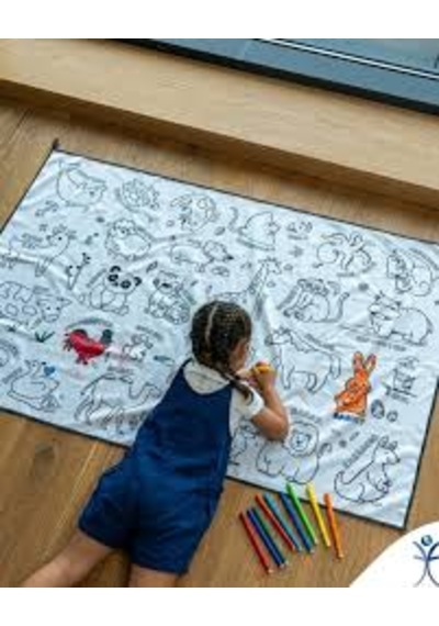 Boyama Örtüsü Boyama Halısı Yıkanabilir 100 X 150 Cm Penmark 12 Li Jumbo Keçeli Kalem Hediyeli