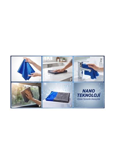 Parlak Mikrofiber Nano Teknoloji Temizlik Bezi 50x70 Mavi