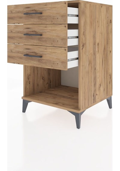 Kronos Komodin 3 Çekmeceli 60x59x96 Çam-çam Atlas Çam