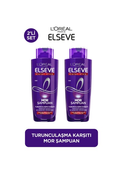 L'oréal Paris Elseve Turunculaşma Karşıtı Mor Şampuan 200ml 2'li Set İnce Telli