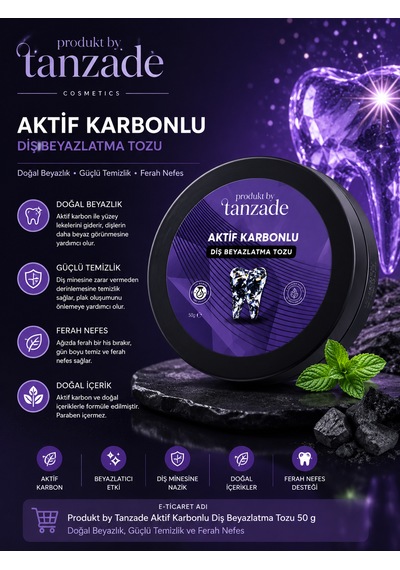 Produkt By Tanzade Aktif Karbonlu Diş Beyazlatma Tozu 50 G