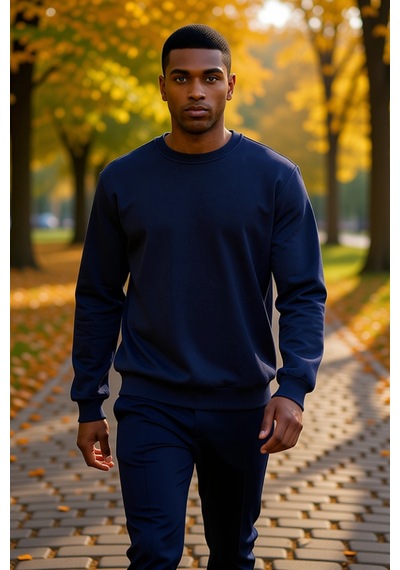 Benerly Erkek Bisiklet Yaka Standart Kol Regular Kalıp Sweatshirt Fonksiy Lacivert