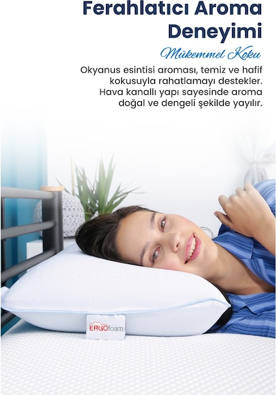 Viscofoam Aroma Terapi Hava Kanallı Ortopedik Yastık Visco Yastık Okyanus Esintisi 60x40x16cm