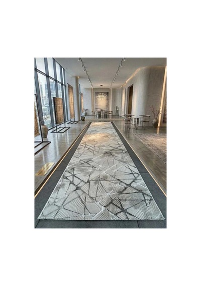 Nesrin Lüks Örümcek Ağ Desenli 3 Boyutlu Dokulu Gri Bej Modern Salon Halısı Ve Antre Yolluğu