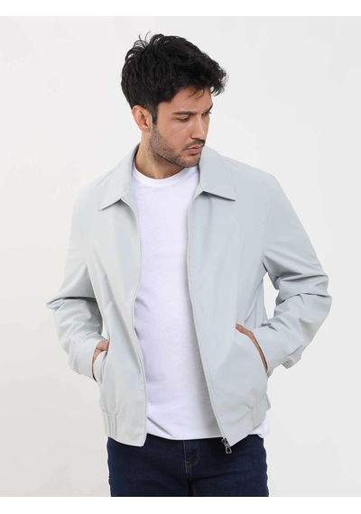 Dufy Gri Erkek Regular Fit Düz Klasik Yaka Bomber Mont - 104404-Gri