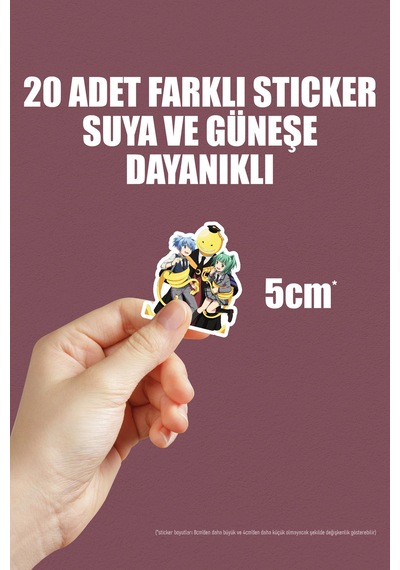 Suikast Sınıfı Assassination Classroom Ansatsu Kyoushitsu Anime Sticker Paketi 20 Adet Çok Renkli