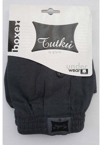 Erkek Penye Düğmeli Füme Boxer 1'li Paket Füme