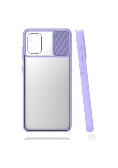 Kilifone - Samsung Uyumlu Galaxy A31 - Kılıf Slayt Sürgülü Arkası Buzlu Lensi Kapak - Lila