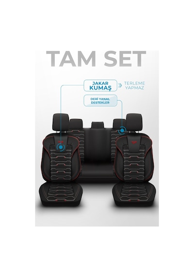 Panda Sport Serisi Jakar Kumaş Oto Koltuk Kılıfı - Tam Set