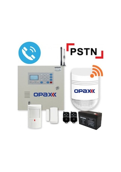 Opax-2545 Pstn Panel & Bgr-09 Kablosuz Sirenli Full Alarm Seti