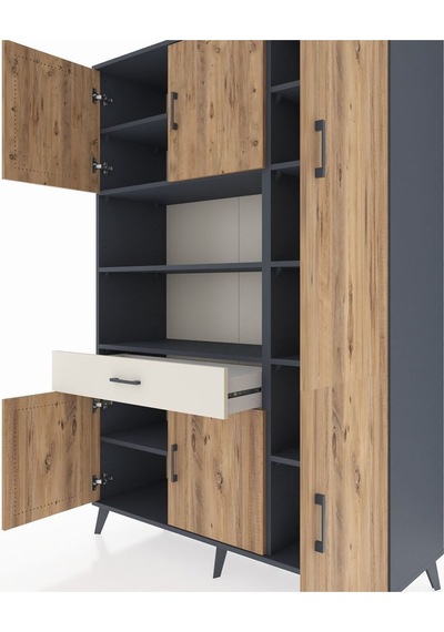 Hyperion Dolap 10 Raflı Tek Çekmeceli 6 Kapaklı 132x44x195 Antrasit-çam/aytaşı Atlas Çam/aytası Hyperion Dolap 10 Raflı Tek Çekmeceli 6 Kapaklı 132x44x195 Antrasit-çam/aytaşı Atlas Çam/aytası