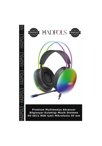 Premium Multimedya Aksesuar Bilgisayar Kulaklığı Müzik Dinleme Xo Ge11 Rgb Işıklı Mikrofonlu 50 Mm
