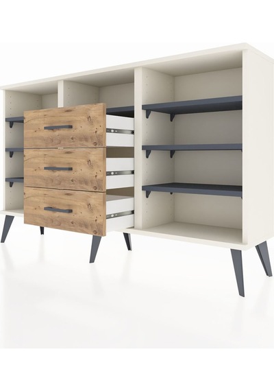 Arges Konsol 7 Raflı 3 Çekmeceli 132x30x83 Aytaşı-antrasit/çam Antrasit/çam Arges Konsol 7 Raflı 3 Çekmeceli 132x30x83 Aytaşı-antrasit/çam Antrasit/çam