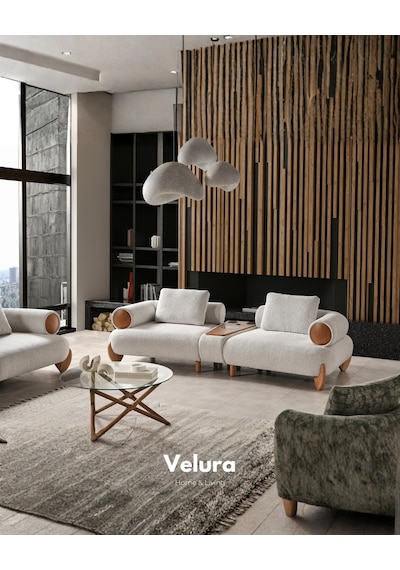 Soho Sırt Mekanizmalı Üçlü Kanepe & 3'lü Koltuk - Krem Natural