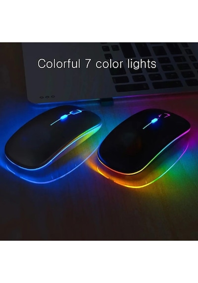 Rgb Ledli Şarj Edilebilir Sessiz Tıklamalı Ergonomik Çift Modlu Kablosuz Bluetooth Mouse Gtx