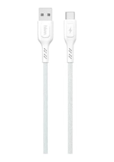Knıt 2a Çıkış, Usb-a To Type-c Şarj Ve Data Aktarım Kablosu, Örgü Tasarım, 1 Metre, Beyaz