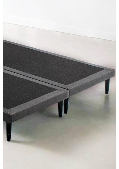 Niron Slim Baza Ve Başlık Takımı 140x190 Çift Kişilik Gri Kumaş Kaplı Metal Karyola Ve Başlık Seti