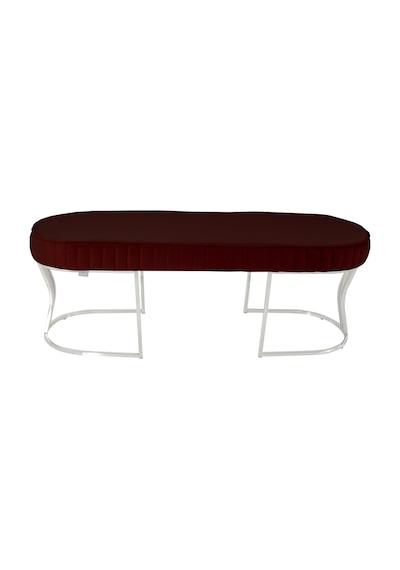 Viego Silver Striped- Bordo Kapitoneli Chester Model Puf & Bench & Koltuk & Uzun Makyaj Puff & Yatak Ucu &önü