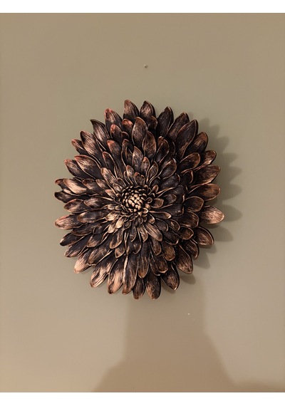 Dekoratif Çiçek Tabak / Sunumluk Mat Siyah & Altın Yaldız Eskitme 28 Cm