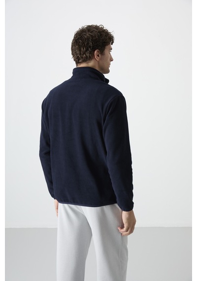 Tommy Life Lacivert Yarım Fermuarlı Sweatshirt Slim Fit Dik Yaka Erkek Polar - 87891 Lacivert