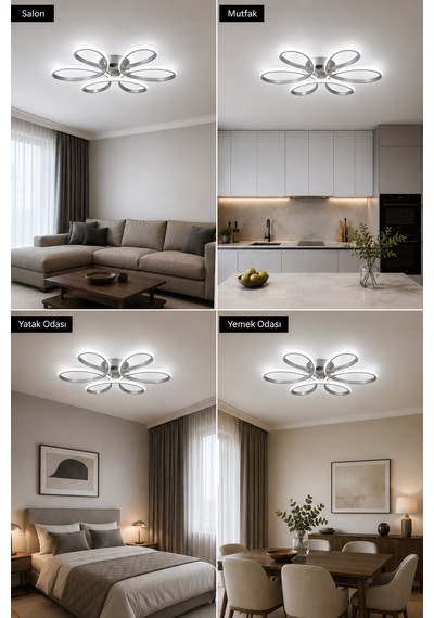Niva Led Plafonyer Avize Beyaz Işık Gri