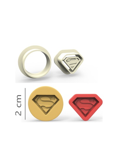 Superman Kurabiye, Bisküvi, Kolye Ucu, Mühür Kalıp Seti - 2 Cm
