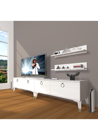 Decoraktiv Eko 220t Mdf Gold Tv Ünitesi Tv Sehpası Beyaz - Antrasit