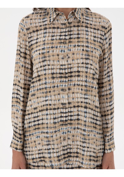 Pierre Cardin Kadın Bej Gömlek Desenli 50301111-vr011 Bej