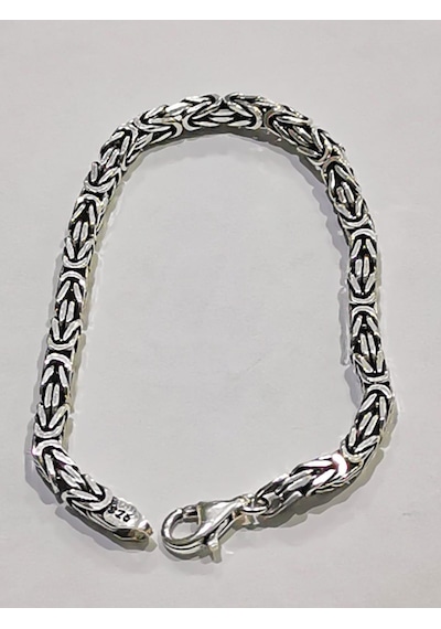Omar Silver Kral Kare 4Mm Bileklik 20/21Cm 18,30Gr