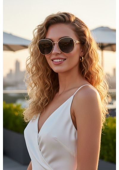Daniel Klein Dk4329-2 Siyah Gold Grace Round Modern Tasarım Premium Kadın Güneş Gözlüğü Gold