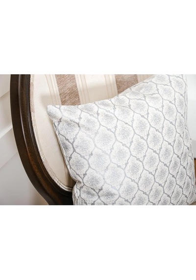 Melisa Damask Baskılı Duck Kumaş Gümüş Kırlent 45 45 Cm - 525 45 x 45