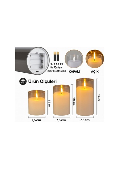 Alev Efektli 3 Lü Mum Görünümlü Led Mumlar 3200k Sıcak Sarı Işık, Cata Prag Gerçek Alev Efektli Dekoratif Mum Seti Mum Işığı Görseli Şık Atmosfer Aydınlatması 3 3 Aaa Pil Dahil Değil Enerji Sınıfı F 10c Alev Efektli 3 Lü Mum Görünümlü Led Mumlar 3200k Sıcak Sarı Işık, Cata Prag Gerçek Alev Efektli Dekoratif Mum Seti Mum Işığı Görseli Şık Atmosfer Aydınlatması 3 3 Aaa Pil Dahil Değil Enerji Sınıfı F 10c