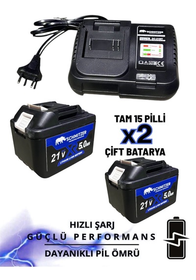 Schmıtzer Sch-9502m Pro 21v 15 Pilli Çift Akülü Kömürsüz Darbeli Vidalama 650 Nm Somun Sıkma Sökme Matkap