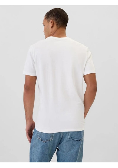 Gap 502022001 V-frch Everyday Soft Micro Logo Crew Erkek Tişört Beyaz