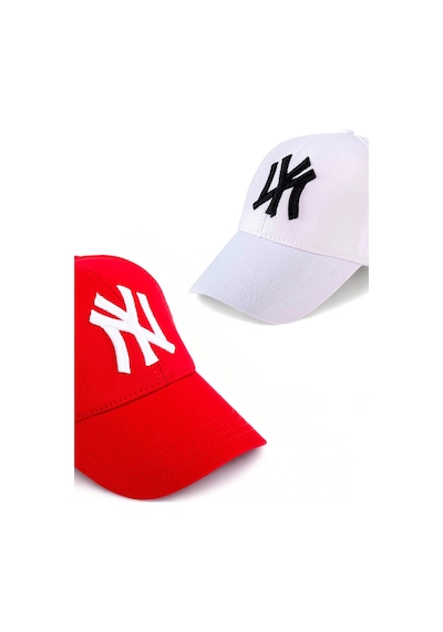 Unisex 2'li Set Kırmızı ve Beyaz Ny New York Beyz - Unisex Kırmızı - Beyaz