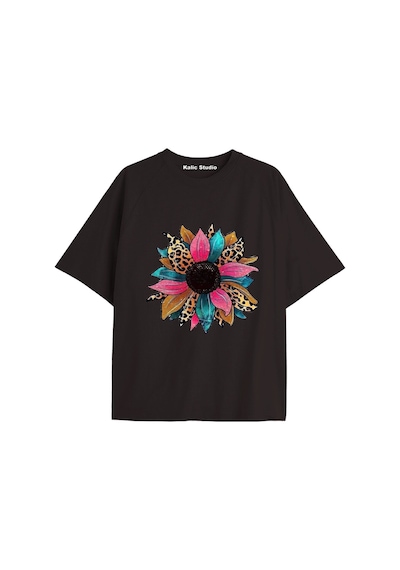 Kalic Studio Y2k Vintage Leopar Baskılı Siyah T-shirt Kod 163 Siyah-163