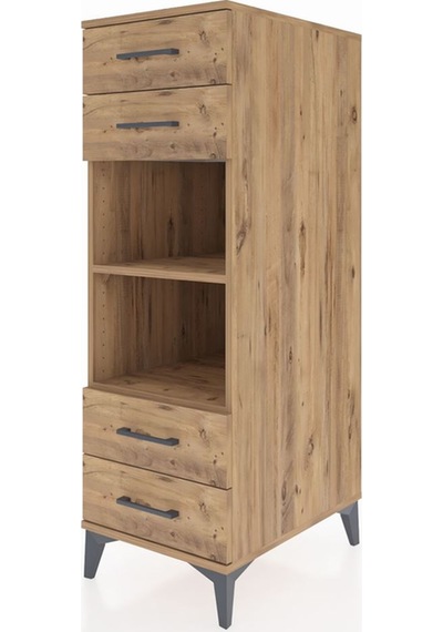 Kronos Dolap 2 Raflı 4 Çekmeceli 44x59x134 Çam-çam Çam