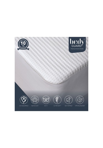 Ultra Soft Sessiz Sıvı Geçirmez Yatak Koruyucu Alez Ses Yapmaz Yatak Alezi Beyaz Beyaz