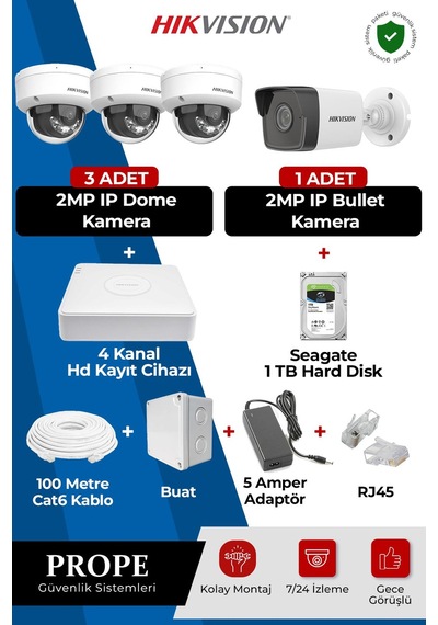 Hıkvısıon 4 Kameralı Full Sistem Paketi