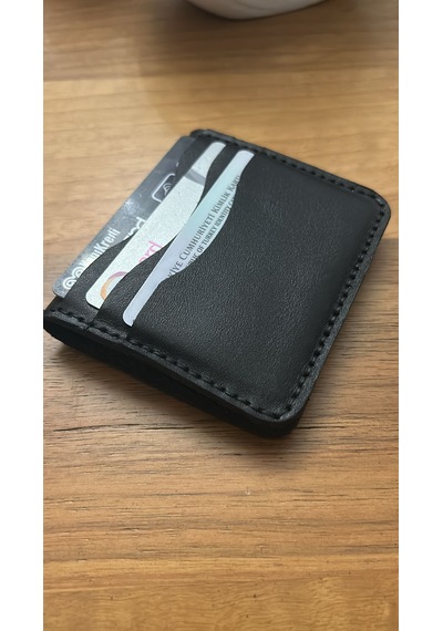 Parla Leather Prestige Kişiye Özel Hakiki Gerçek Deri Kartlık Cüzdan Erkek Kadın SİYAH