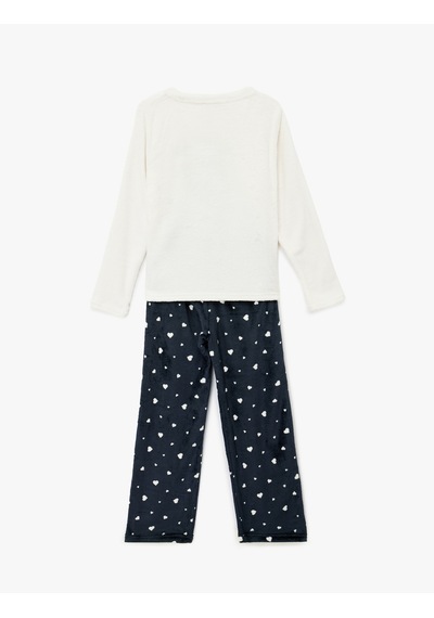 Koton Rahat Kesim Penguen Baskılı Polar Pijama Takımı Lacivert Desenli 6wlk40021mk