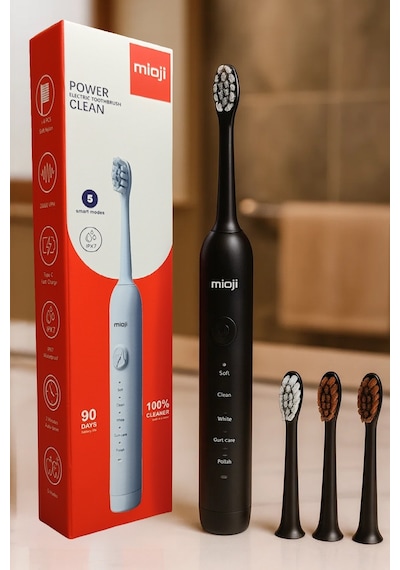 Mioji Oral B1 Şarj Edilebilir IPX8 5 Modlu Diş Fırçası Siyah + 3 Yedek Başlık