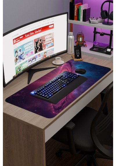 Galaksi Kaymaz Dikişli Kauçuk Oyuncu Mousepad V3 - 90x40 Xxl Gaming Mouse Pad Fare Altlığı