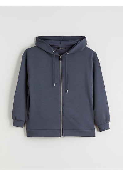 Lcw Everyday Antrasit Kapüşonlu Oversize Kadın Fermuarlı Sweatshirt