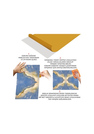 Tink Kendinden Yapışkanlı Mavi Mermer Desenli Pvc Panel 41x62 Cm