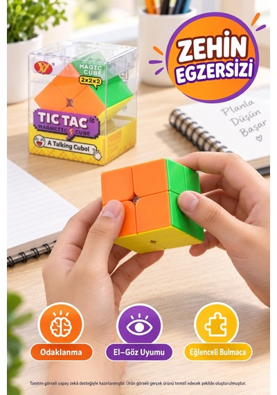 Manyetik Zeka Küpü Tic Tac 2x2x2 Şekil Değiştiren Eğitici Akıl Ve Mantık Oyunu
